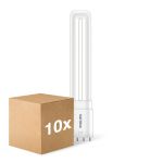 Confezione Multipack 10x Philips CorePro PL-L LED Bulbo EM/Mains 8W - 840 Bianco Freddo | 4-Pin - Sostitutiva 18W