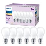 Confezione Multipack 6x Philips Bulbo LED E27 Pera Ghiaccio 7W 806lm - 827 Bianco Molto Caldo