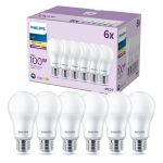 Confezione Multipack 6x Philips Bulbo LED E27 Pera Ghiaccio 13W 1521lm - 827 Bianco Molto Caldo