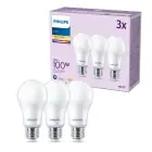 Confezione Multipack 3x Philips Bulbo LED E27 Pera Ghiaccio 13W 1521lm - 827 Bianco Molto Caldo